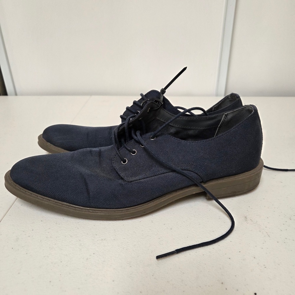 Calvin Klein Mens Gabel Navy Blue Canvas Derby Shoes Size 10 34F9176